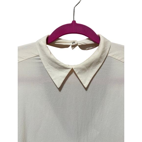 A.L.C. White 100% Silk Collared Long Sleeve Blouse Top | Size Medium - Picture 2 of 7